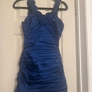 Elegant Blue Ruched Dress
